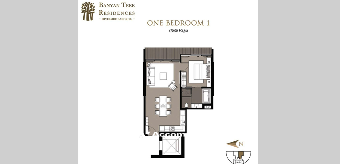  1  1 br Condominium For Sale in Charoen Nakhon ,Bangkok BTS Krung Thon Buri at Banyan Tree Residences Riverside AA28801