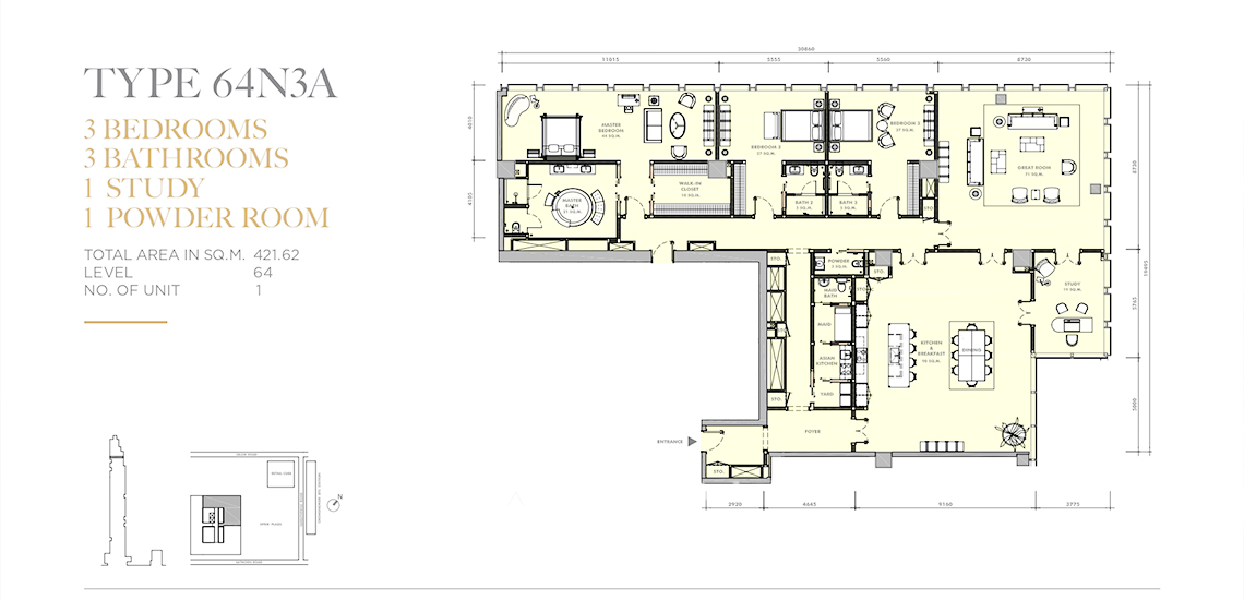 21  3 br Condominium For Sale in Silom ,Bangkok BTS Chong Nonsi at The Ritz Carlton Residences AA31340