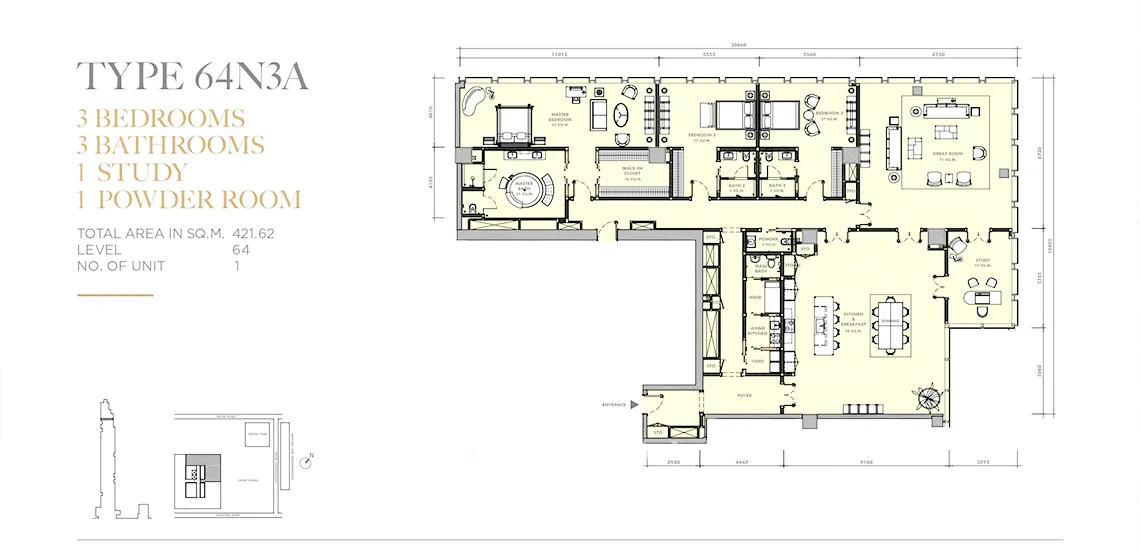 21  3 br Condominium For Sale in Silom ,Bangkok BTS Chong Nonsi at The Ritz Carlton Residences AA31340