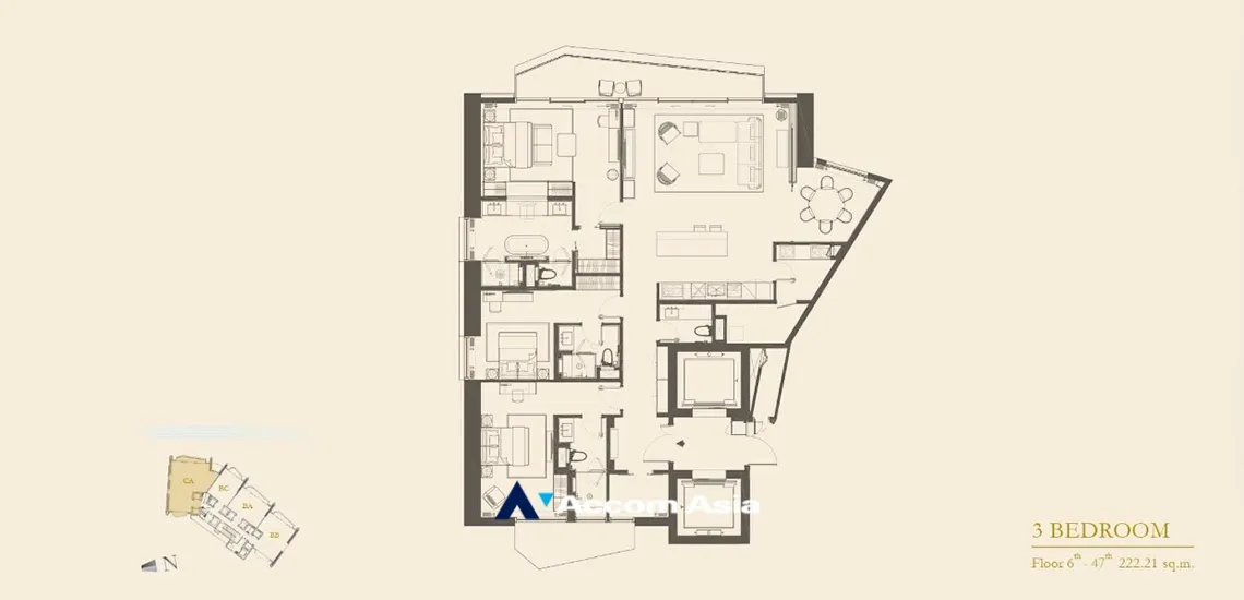 8  3 br Condominium For Sale in Charoen Nakhon ,Bangkok BTS Krung Thon Buri at The Residences at Mandarin Oriental AA33871