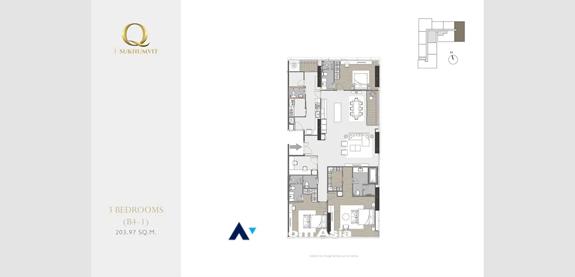 35  3 br Condominium For Sale in Sukhumvit ,Bangkok BTS Nana at Q1 Sukhumvit AA34975