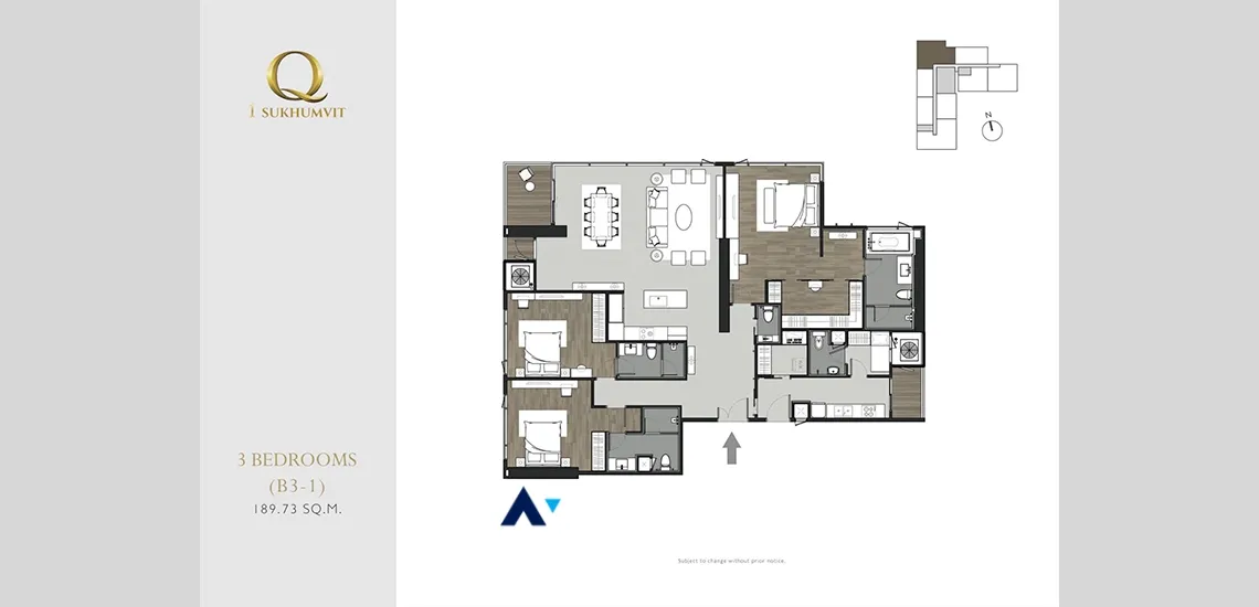 34  3 br Condominium For Sale in Sukhumvit ,Bangkok BTS Nana at Q1 Sukhumvit AA34976